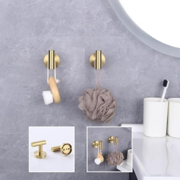 GERZWY Gold Stainless Steel Towel Hooks Set of 2