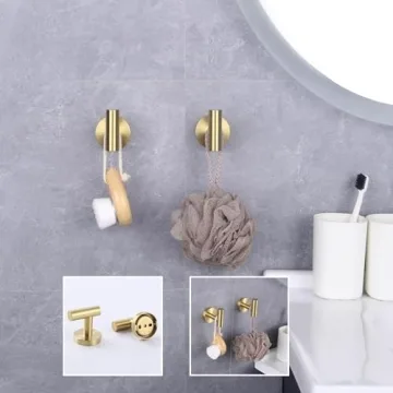 GERZWY Gold Stainless Steel Towel Hooks Set of 2