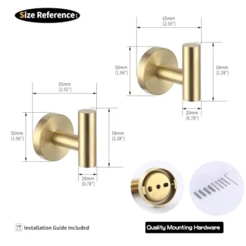 GERZWY Gold Stainless Steel Towel Hooks Set of 2