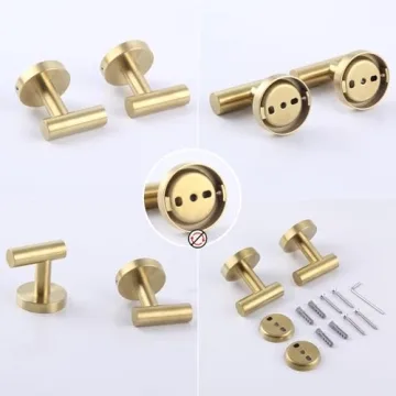 GERZWY Gold Stainless Steel Towel Hooks Set of 2