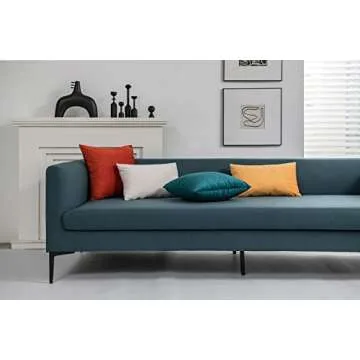 DEZENE Throw Pillow Cases 20x20 Teal: 2 Pack Cozy Soft Velvet Square Decorative Pillow Covers for Farmhouse Home Decor