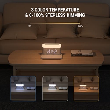 COLSUR Digital Alarm Clock with Wireless Charging and Touch Control