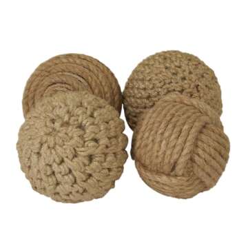 Deco 79 Handmade Jute Rope Decorative Ball Orbs & Vase Filler, Set of 4
