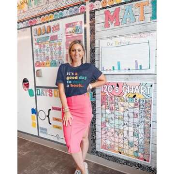 Teacher Shirts Women It's a Good Day to Read a Book Letter Print Graphic Tee Reading Book Shirt Book Lovers Gift Tops Dark Blue