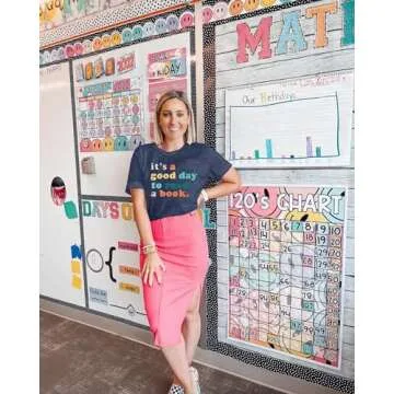 Teacher Shirts Women It's a Good Day to Read a Book Letter Print Graphic Tee Reading Book Shirt Book Lovers Gift Tops Dark Blue