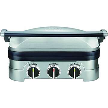 Cuisinart 5-in-1 Grill Griddler Panini Maker Bundle with Waffle Attachment (GR-4N) - Includes Grill and Waffle Plates