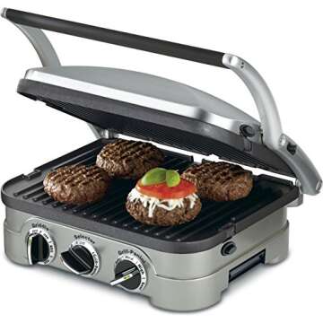 Cuisinart 5-in-1 Grill Griddler Panini Maker Bundle with Waffle Attachment (GR-4N) - Includes Grill and Waffle Plates