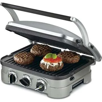 Cuisinart 5-in-1 Grill Griddler Panini Maker Bundle with Waffle Attachment (GR-4N) - Includes Grill and Waffle Plates