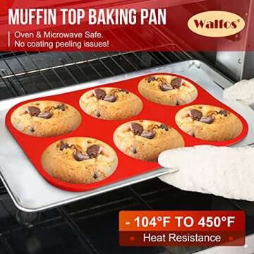 WALFOS Silicone Jumbo Muffin Top Pan Non-Stick Bakeware