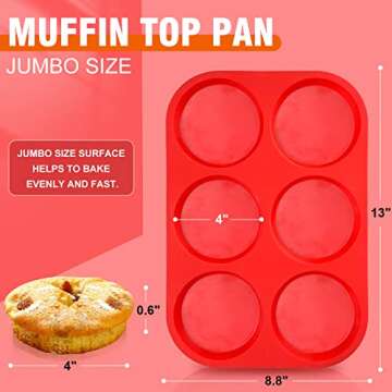 WALFOS Silicone Jumbo Muffin Top Pan Non-Stick Bakeware