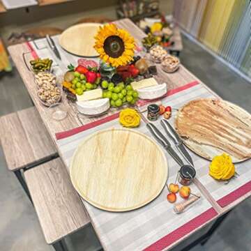 Naturally Chic Palm Leaf Trays – 13 Inch Round - Bamboo Like, Eco Friendly, Disposable, Compostable and Biodegradable Serving Platters for Charcuterie Boards, Catering and Parties
