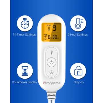 Comfytemp Heating Pad for Period Cramps, FSA HSA Eligible Electric Heating Pad for Back Pain Relief, 12"x24" XL Soft Heat Pad - Birthday Gifts for Women/Men/Mom/Wife, 9 Heat Levels, 11 Timers, Stay On