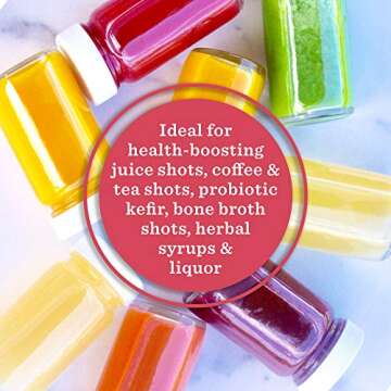 Glass Juice Shot Bottles Set - Wide Mouth for Juicing, Beverage Storage, Liquids, 2 oz, Clear with White Caps, Reusable, Leak Proof, Jars (16 pack)
