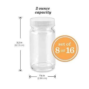 Glass Juice Shot Bottles Set | Leakproof and Reusable | 2 oz