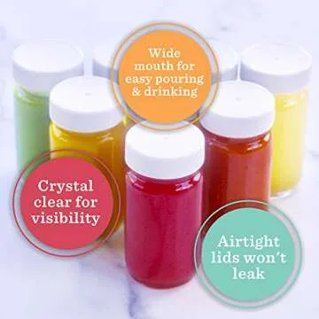 Glass Juice Shot Bottles Set | Leakproof and Reusable | 2 oz