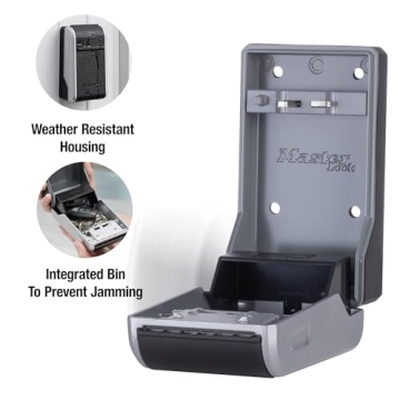 Master Lock Large Key Lock Box with Code, Key Safe for Property Managers Serving Tenants and Guests, Wall Mount Combination Dial Lock Box for Indoor or Outdoor Use, 5481EC