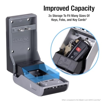 Master Lock Large Key Lock Box with Code, Key Safe for Property Managers Serving Tenants and Guests, Wall Mount Combination Dial Lock Box for Indoor or Outdoor Use, 5481EC