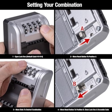 Master Lock Large Key Lock Box with Code, Key Safe for Property Managers Serving Tenants and Guests, Wall Mount Combination Dial Lock Box for Indoor or Outdoor Use, 5481EC