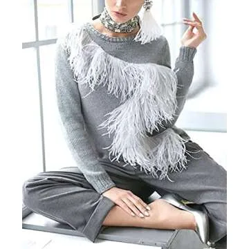 Ostrich Feathers Trims Fringe with Satin Ribbon Tape - for Dress Sewing Crafts Costumes Decoration Pack of 2 Yards (White)