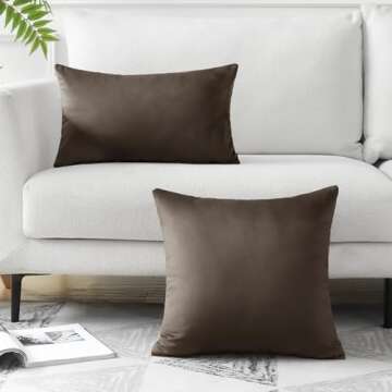 Artscope Luxury Velvet Pillow Covers Decorative Rectangle Pillowcases Soft Solid Cushion Cases for Couch Sofa Bedroom Car Decor 12x20 Inch Chocolate Brown