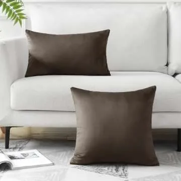 Artscope Luxury Velvet Pillow Covers Decorative Rectangle Pillowcases Soft Solid Cushion Cases for Couch Sofa Bedroom Car Decor 12x20 Inch Chocolate Brown