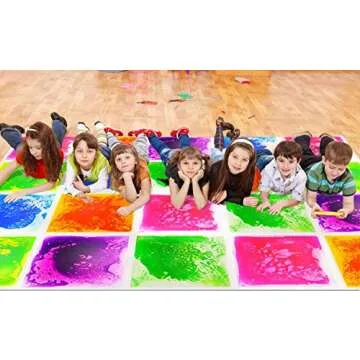 Art3d Liquid Sensory Floor Tiles 30 x 30 cm Playroom Dance Floor Square Colourful 4 Tiles