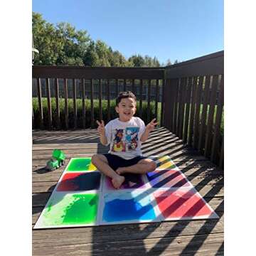 Art3d Liquid Sensory Floor Tiles 30 x 30 cm Playroom Dance Floor Square Colourful 4 Tiles