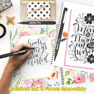 Dyvicl Hand Lettering Pens, Calligraphy Brush Pens Art Markers for Beginners Writing, Sketching, Drawing, Illustration, Scrapbooking, Journaling, Black Ink Pen Set, 8 Sizes