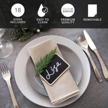 Mini Chalkboard Signs for Food - 18 Small Chalkboards with Chalk Sticks