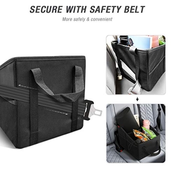 YOOFAN Car Seat Organizer with 4 Cup Holders & Collapsible Design