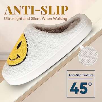 MIUHANUN Smile Face Slippers for Women Comfy Thick Sole Happy Face Slippers Soft Plush Fuzzy Slip-On...