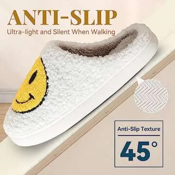 MIUHANUN Smile Face Slippers for Women Comfy Thick Sole Happy Face Slippers Soft Plush Fuzzy Slip-On...