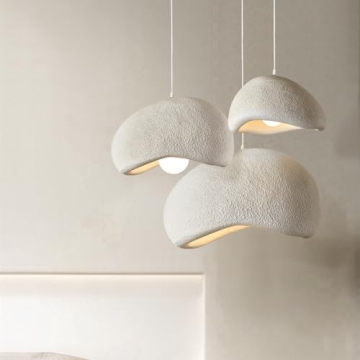 SEEAIRSHOP Scandinavian Pendant Lights Kitchen Island Beige White Concrete Cement Look Pendant Light...