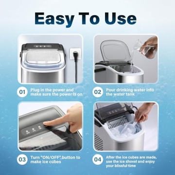 Compact HealSmart Ice Maker - Ice in 6 Mins, Self-Cleaning