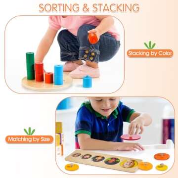 WOODMAM Wooden Montessori Toys for 1+ Year Old, 9 in 1 Learning Educational Toys for Toddler with Educational Box, Xylophone, Pound Bench, Shape Puzzle and More, Baby Toy Gift for 12-18 Months