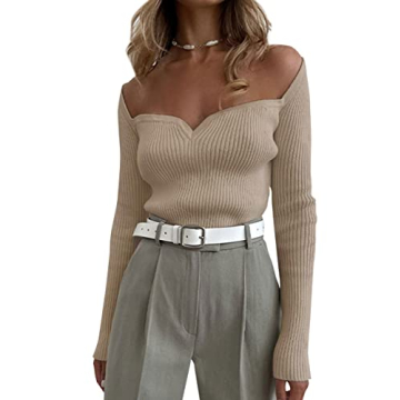 Chic Sweetheart Neck Sweater for Women | Slim Fit Crop Jumper