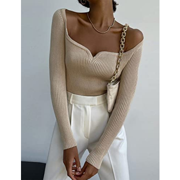 Chic Sweetheart Neck Sweater for Women | Slim Fit Crop Jumper