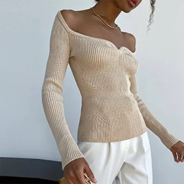 Chic Sweetheart Neck Sweater for Women | Slim Fit Crop Jumper