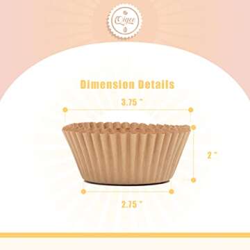 qiqee 300 Count Jumbo Cupcake Liners Natural Muffin Liners Food Grade Jumbo Size Baking Cups Paper N...