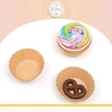 qiqee 300 Count Jumbo Cupcake Liners Natural Muffin Liners Food Grade Jumbo Size Baking Cups Paper No Smells（Large Size）