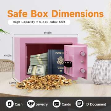 Goldenkey Small Safe Box for Money, Digital Home Safe Box with Keys&Code for Cash and Coin, Mini Saf...