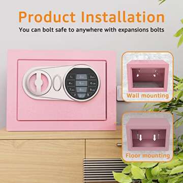Goldenkey Small Safe Box for Money, Digital Home Safe Box with Keys&Code for Cash and Coin, Mini Safe for Kids, Personal Items for Hotel, 6.69"D x 9.05"W x 6.69"H, 0.236 Cu.Ft.
