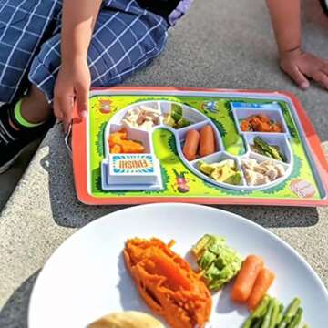 Genuine Fred DINNER WINNER, The Original Kid's Game Plate Tray - Award Winning - Picky Eater Solutions for Kids and Toddlers - Fun Mealtime - Divided Sections - Interactive Design - Dishwasher Safe