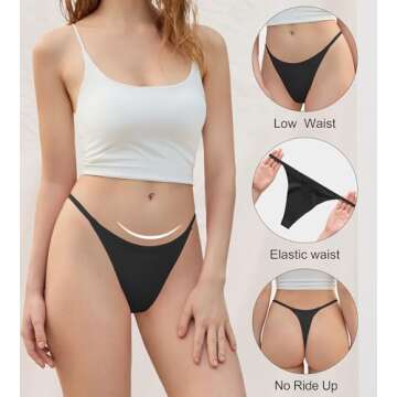 DEANGELMON G-string Thongs for Women Panties No Show Thong Seamless Underwear Low Rise Comfortable M...