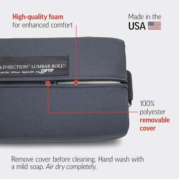 OPTP The Original McKenzie D-Section Lumbar Roll – USA-Made Low Back Lumbar Support Pillow for Office, Back Pillow for Car and Travel. The Preferred Lumbar Pillow of Physical Therapists.