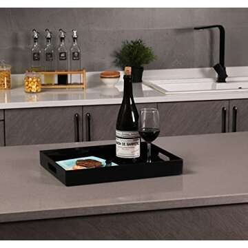 Sooyee Serving Tray with Handles,16" x 12" Decorative Tray,Coffee Table Tray,Acrylic Tray for Breakf...