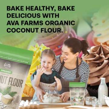 Ava Farms Organic Coconut Flour – 3 LB Gluten Free, Non-GMO, Vegan, Keto Friendly Flour for Baking, Cooking – High Fiber Low Carb Rich in Nutrients