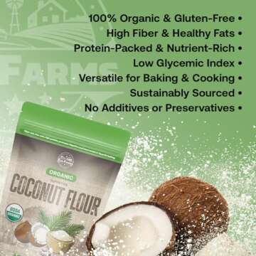 Ava Farms Organic Coconut Flour – 3 LB Gluten Free, Non-GMO, Vegan, Keto Friendly Flour for Baking, Cooking – High Fiber Low Carb Rich in Nutrients