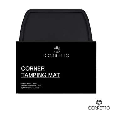 Corretto Espresso Tamping Mat - Luxury High-Grip and Food-Safe Black Silicone Corner Tamper and Packing Mat to Protect Your Worktop