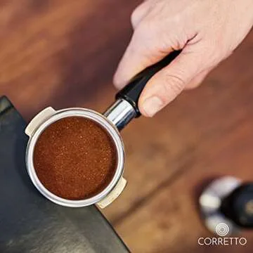 Corretto Espresso Tamping Mat - Luxury High-Grip and Food-Safe Black Silicone Corner Tamper and Packing Mat to Protect Your Worktop